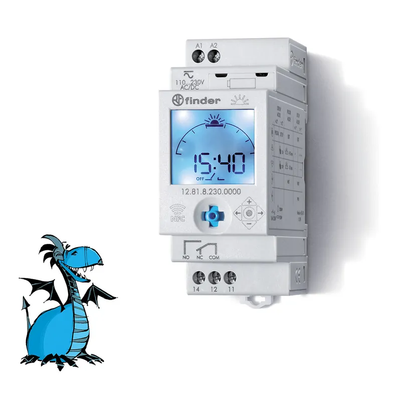 Omezená Nabídka FINDER Hodiny spínací 12.81.8.230.0000 Digitální astrologické 1P/16A 230V AC IP20