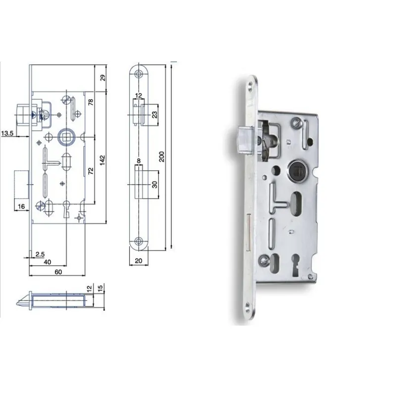 Zámek zadlabací 72/60 K104 P-L dozický klíč BZn Originální