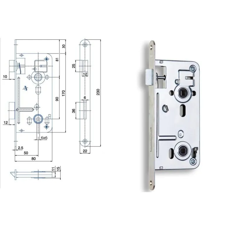 Zámek zadlabací 90/80 540 P-L WC BZn Prémiový