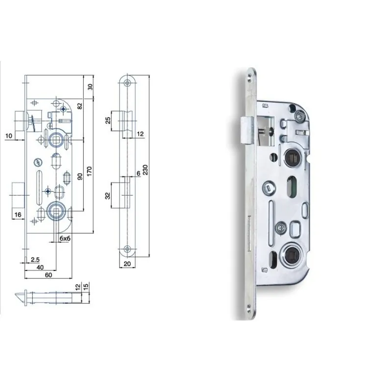 Zámek zadlabací 90/60 01-16 P-L WC BZn Výprodej