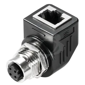 Adaptér, 90°, RJ45 90°, M12, Kat.5 (ISO/IEC 11801), IP67 Rychlé Dodání