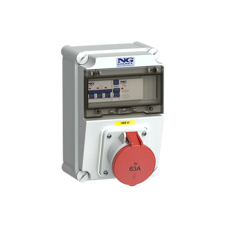 Vysoce Kvalitní zás. 1x CEE 63A 5p 400V, chránič 4p, jis